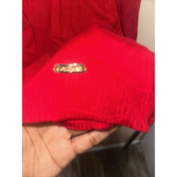 Calvin Klein Red Embellished Pearl‎ Detail Long Sleeve Top Size L - Picture 3 of 8